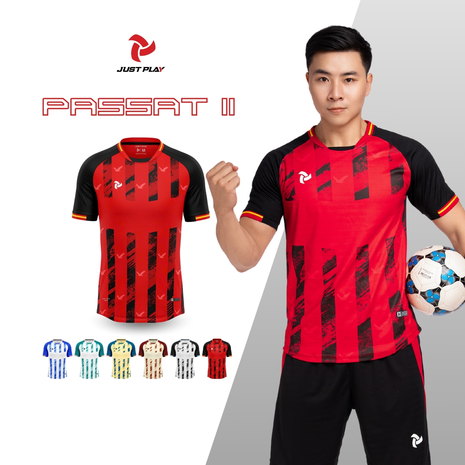 Bộ Quần Áo Bóng Đá Just Play JP PASSAT 2 II – Màu Đỏ Đen Bộ Quần Áo Bóng Đá Just Play JP PASSAT 2 II – Màu Đỏ Đen