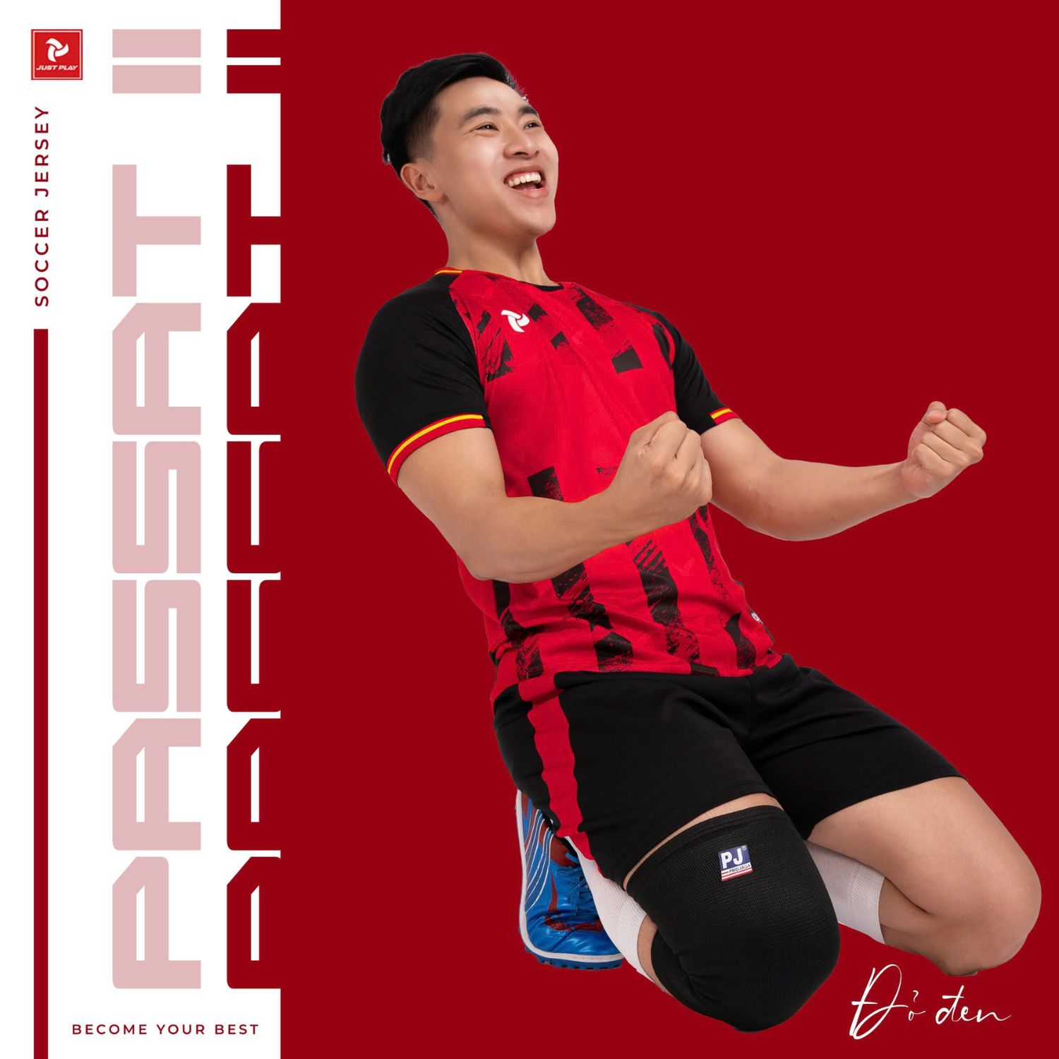 Bộ Quần Áo Bóng Đá Just Play JP PASSAT II – Màu Đỏ Đen