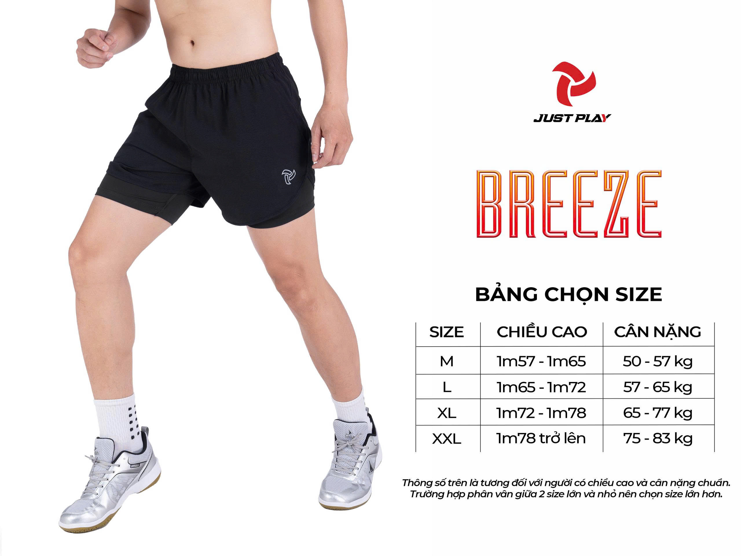 Bảng size quần đùi thể thao