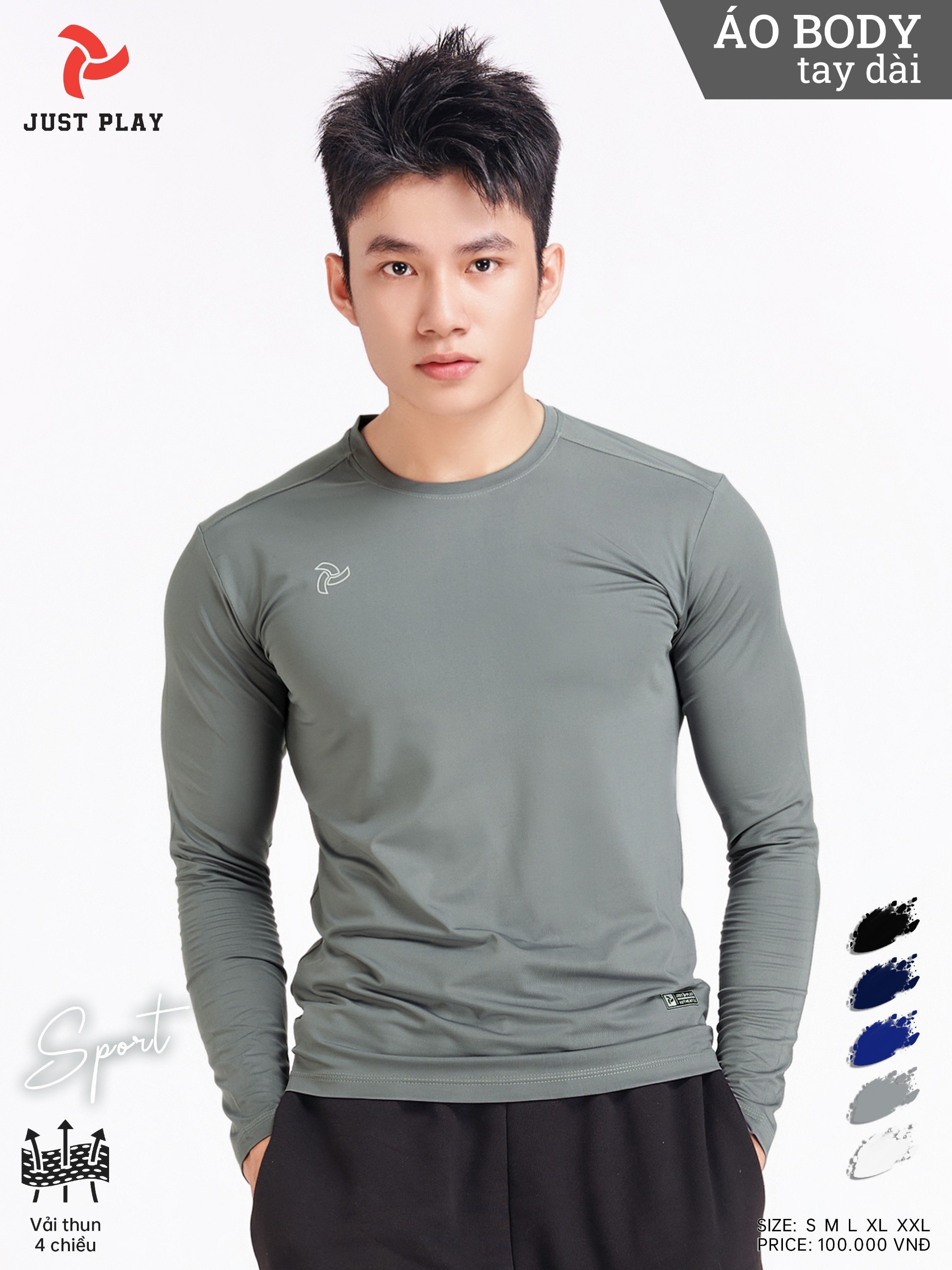 Áo body tay dài xám