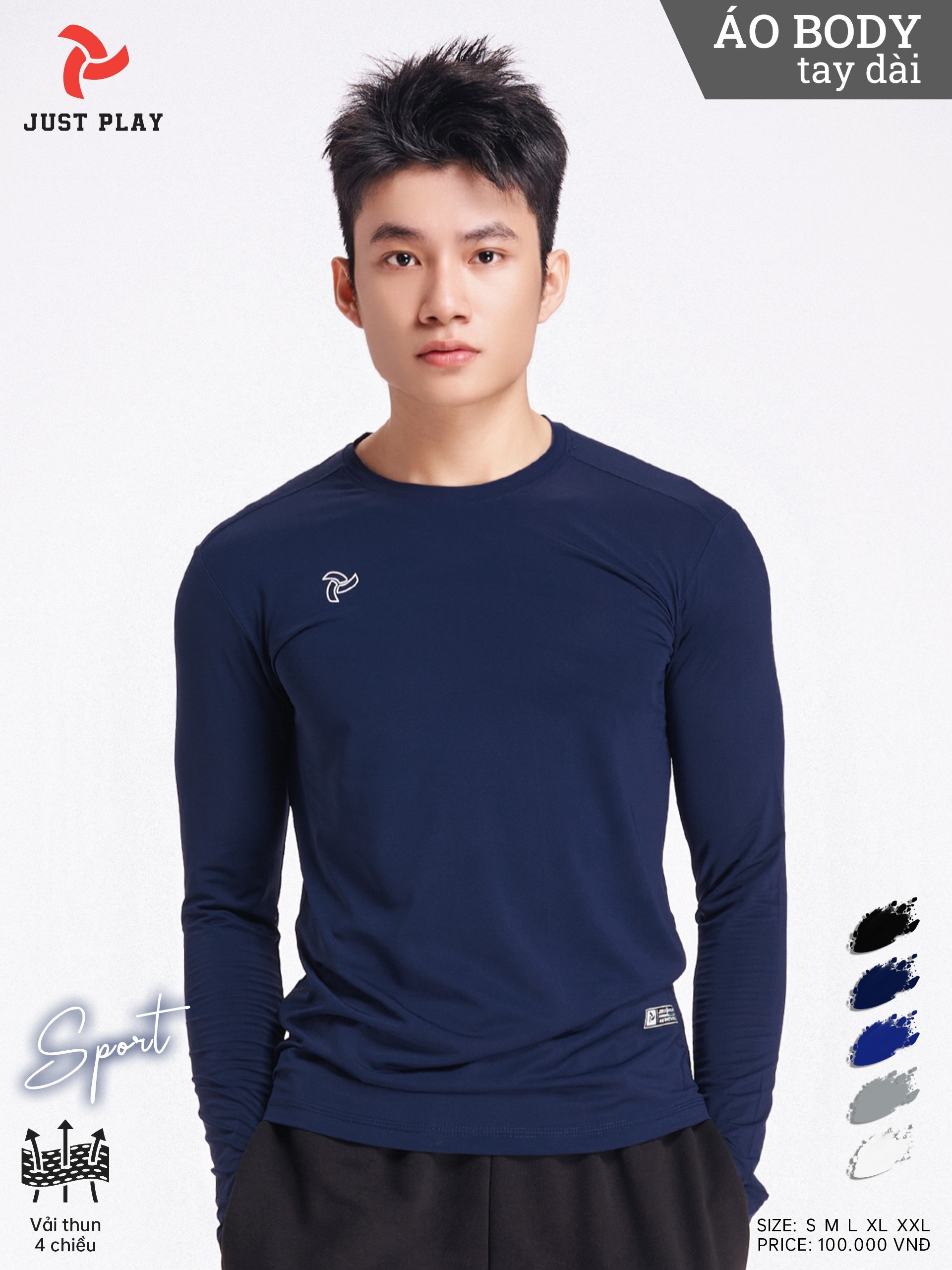 Áo body tay dài xanh đen