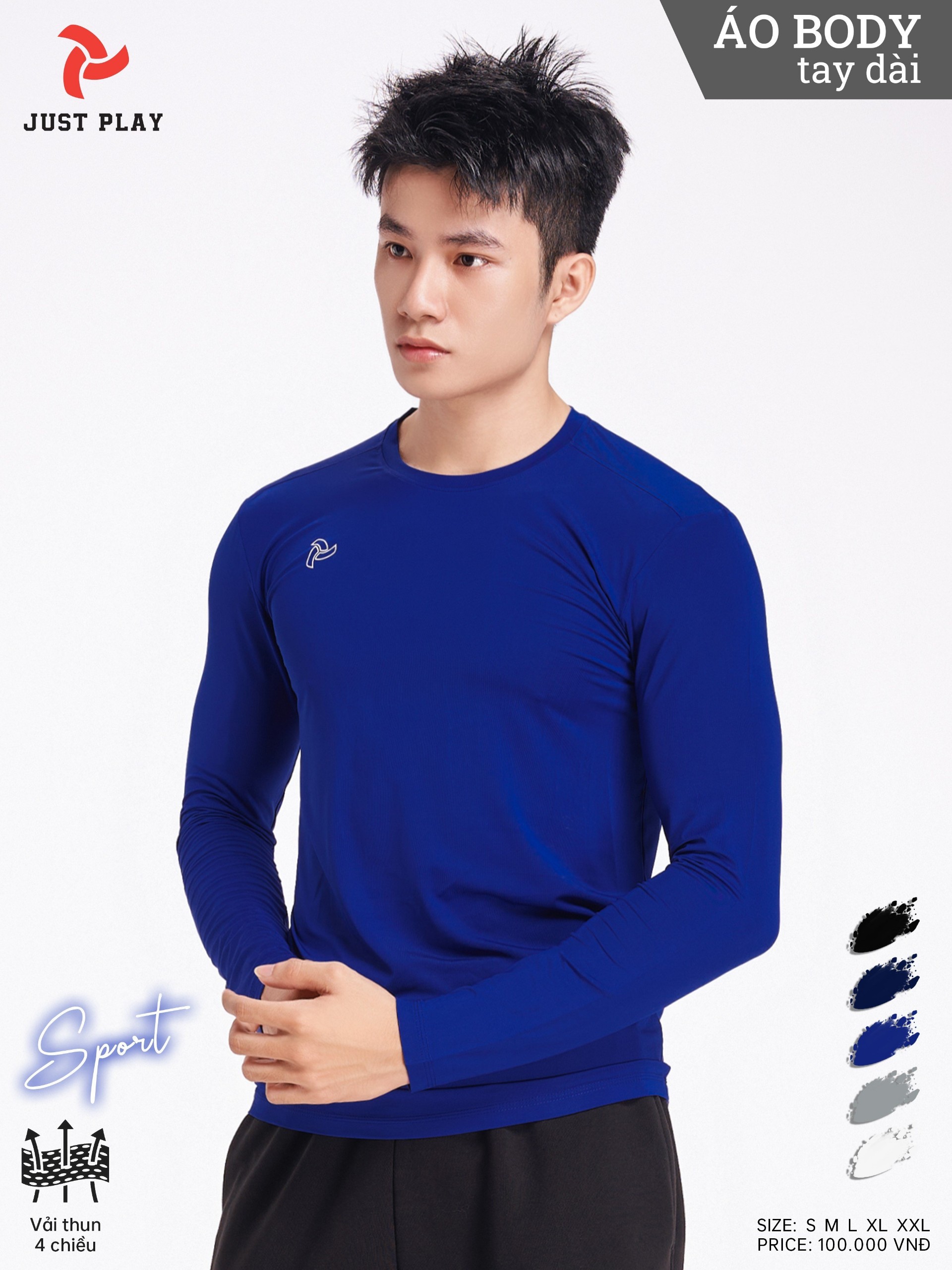 Áo giữ nhiệt Just Play màu xanh bích