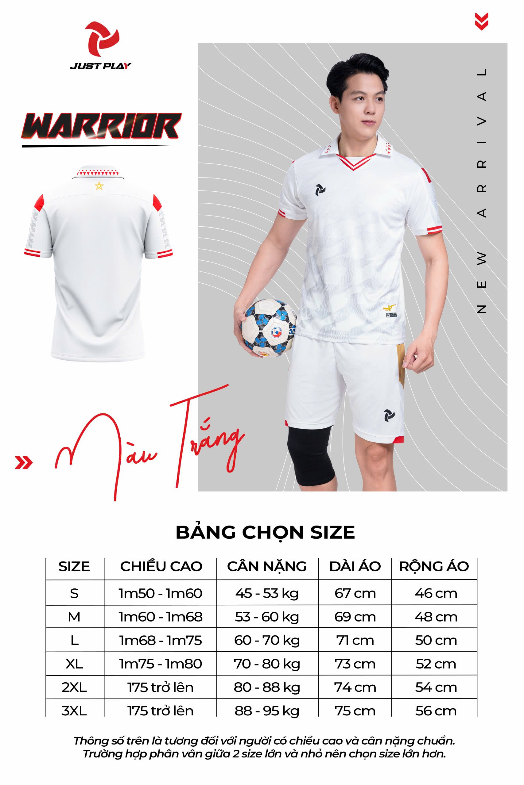 Bảng size áo bóng đá