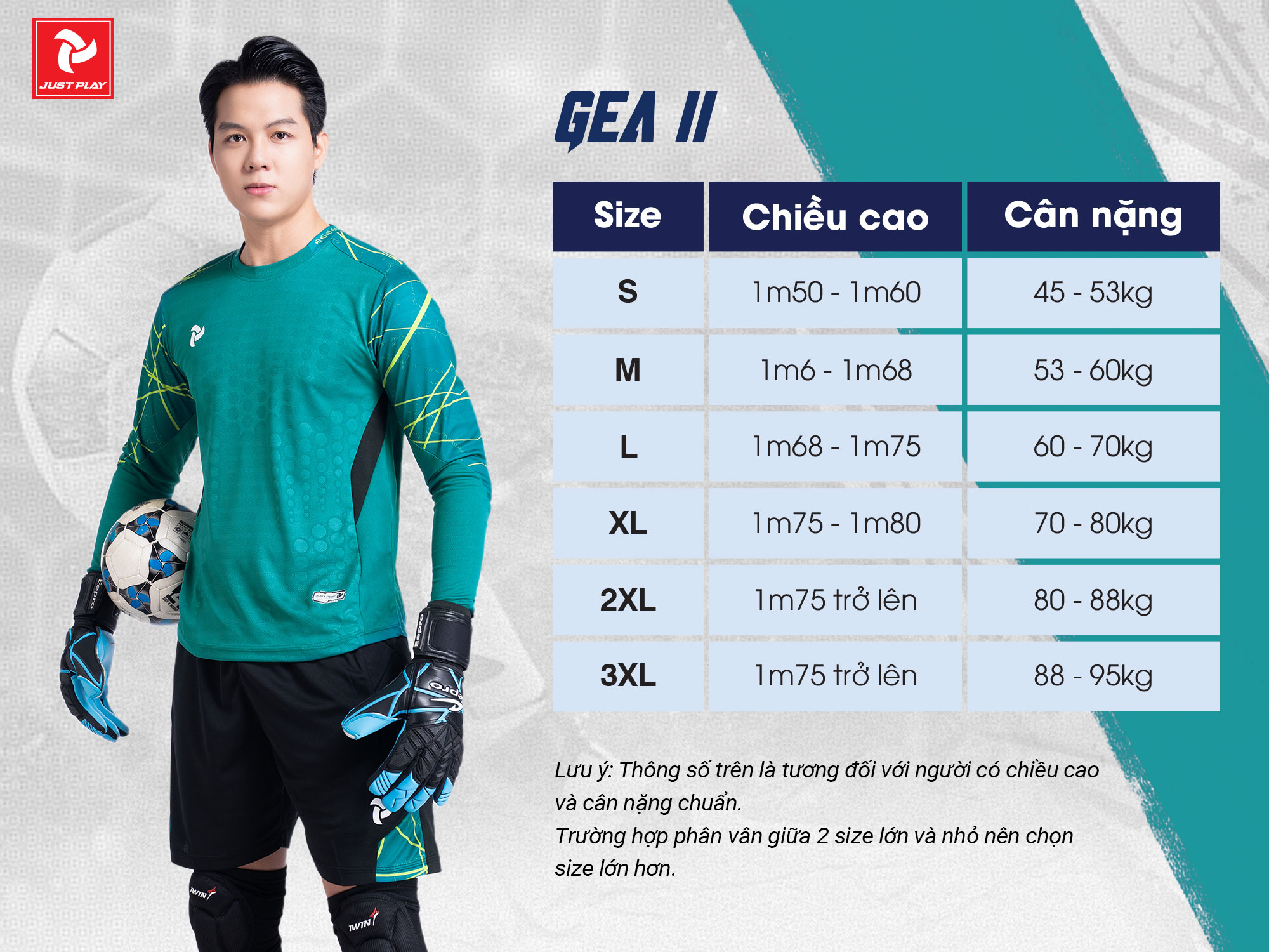 Bảng size quần áo thủ môn