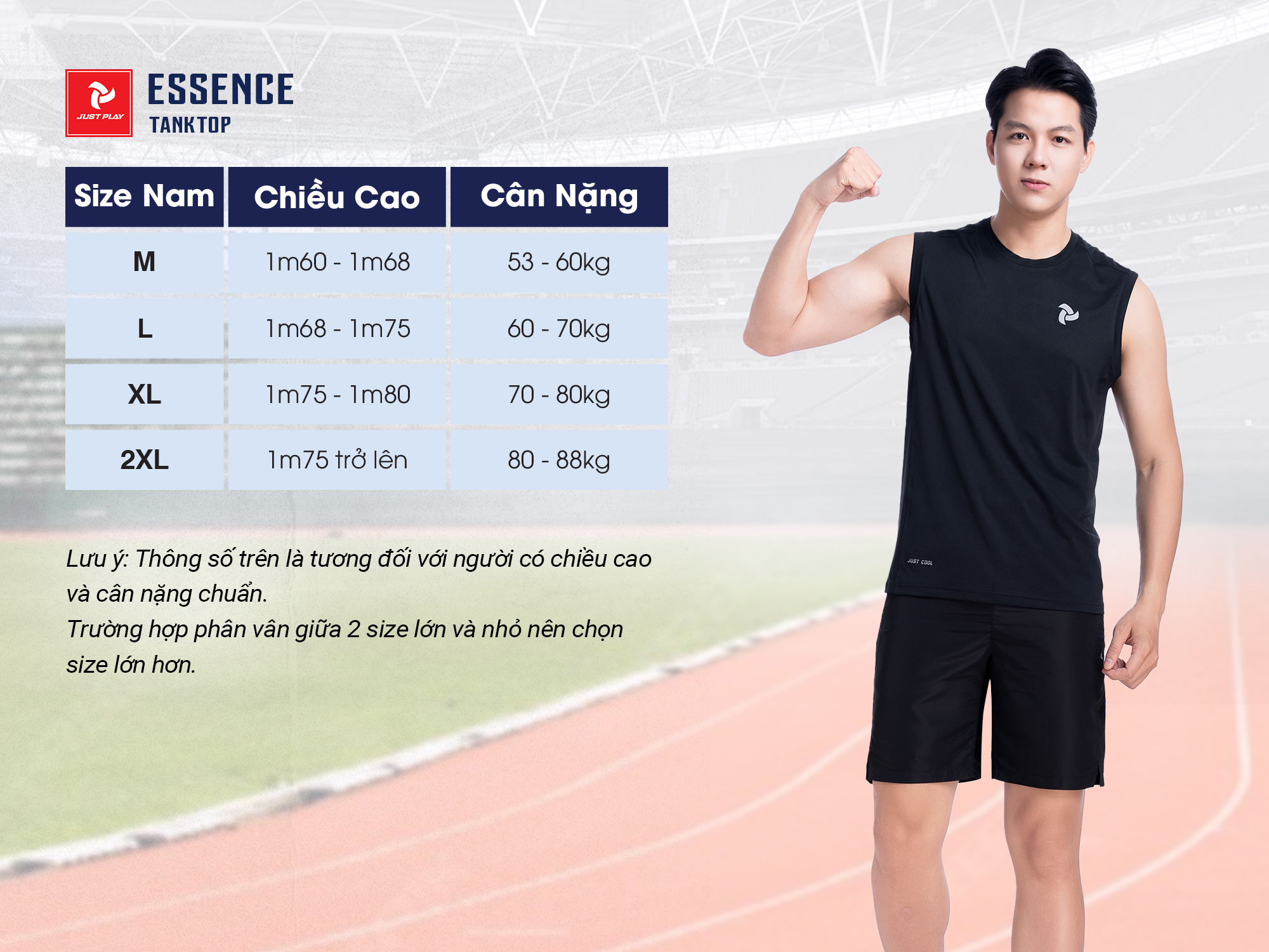 Bảng Size áo tanktop nam