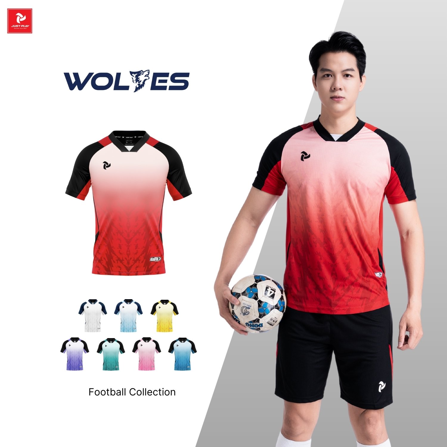 Quần Áo Bóng Đá Wolves Just Play - Màu Đỏ