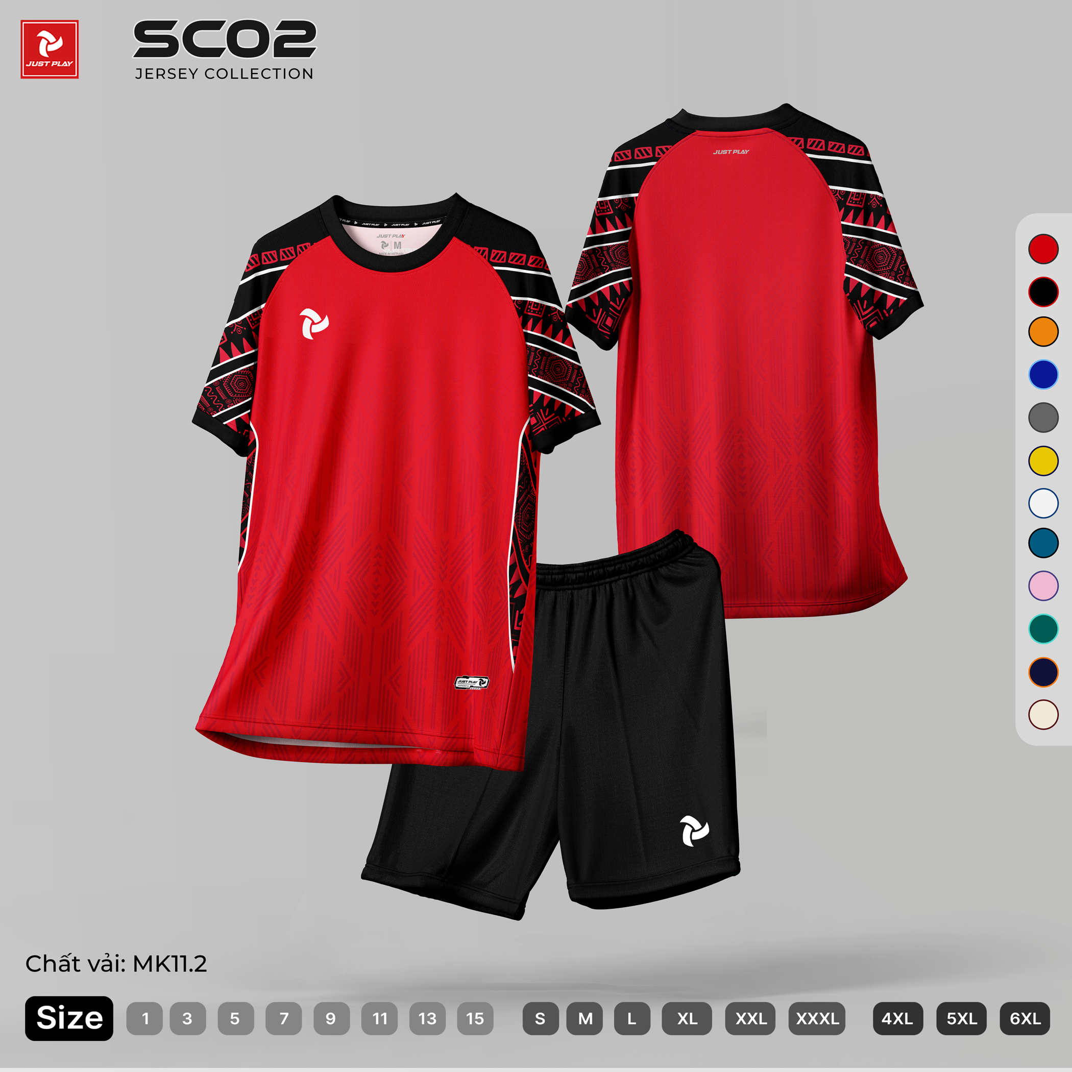 áo bóng đá theo yêu cầu SC02 màu đỏ