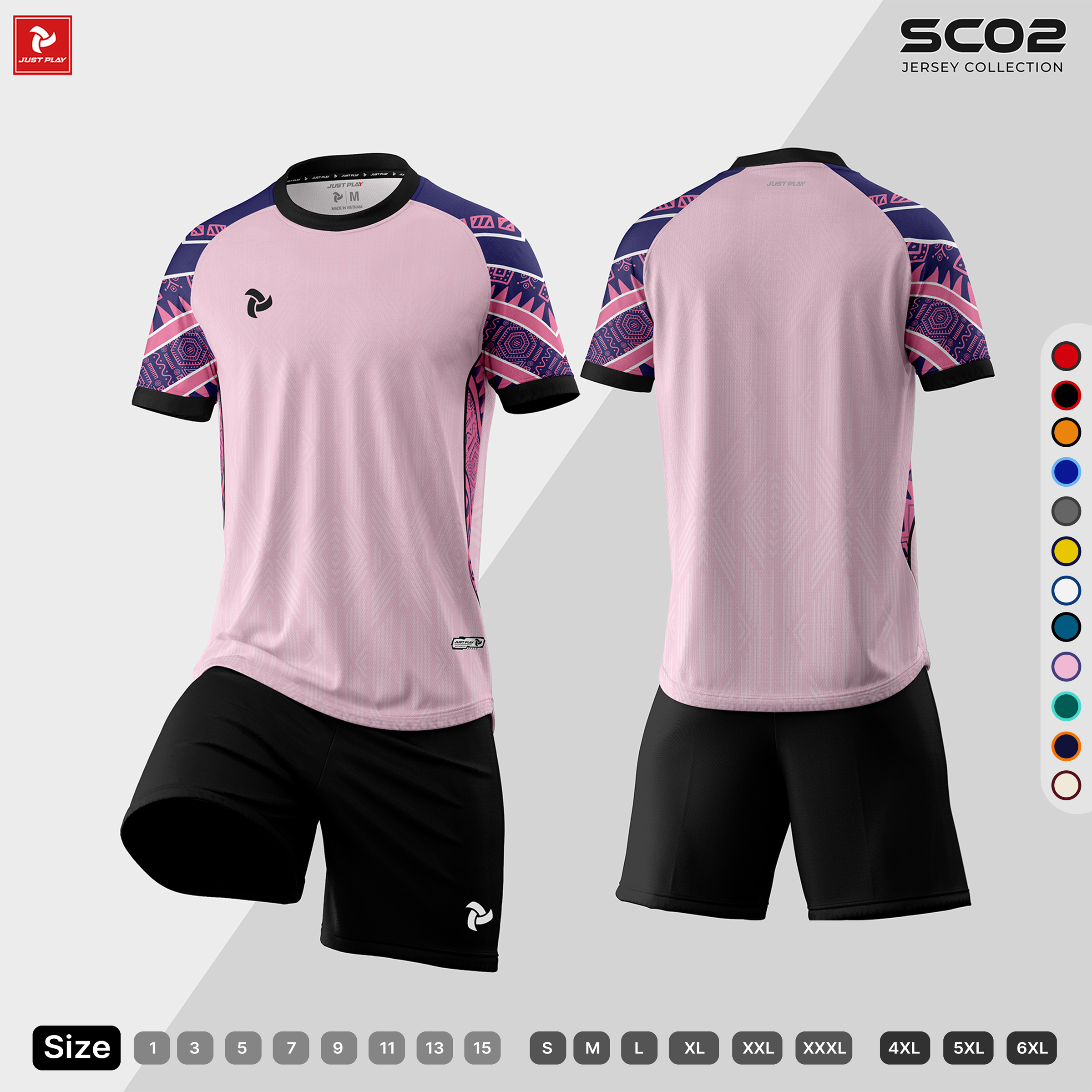 Áo bóng đá theo yêu cầu Just Play SC02 màu hồng