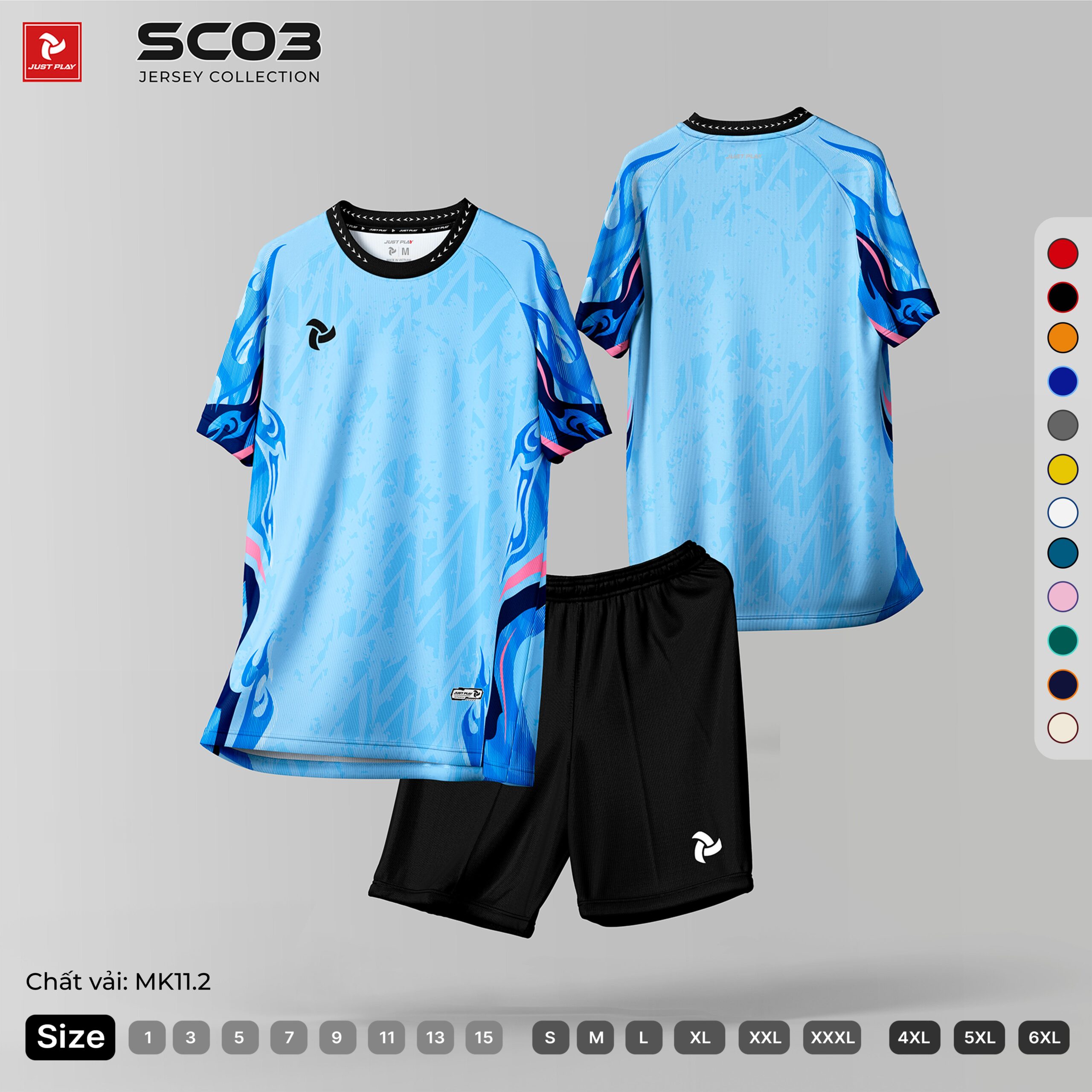 Bộ quần áo bóng đá SC03 màu xanh