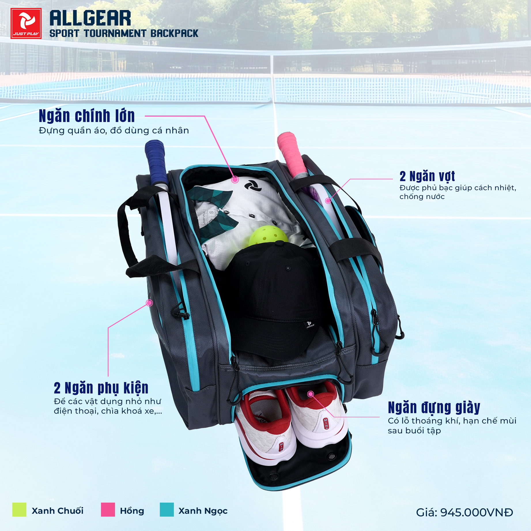 Công dụng các ngăn túi Pickleball