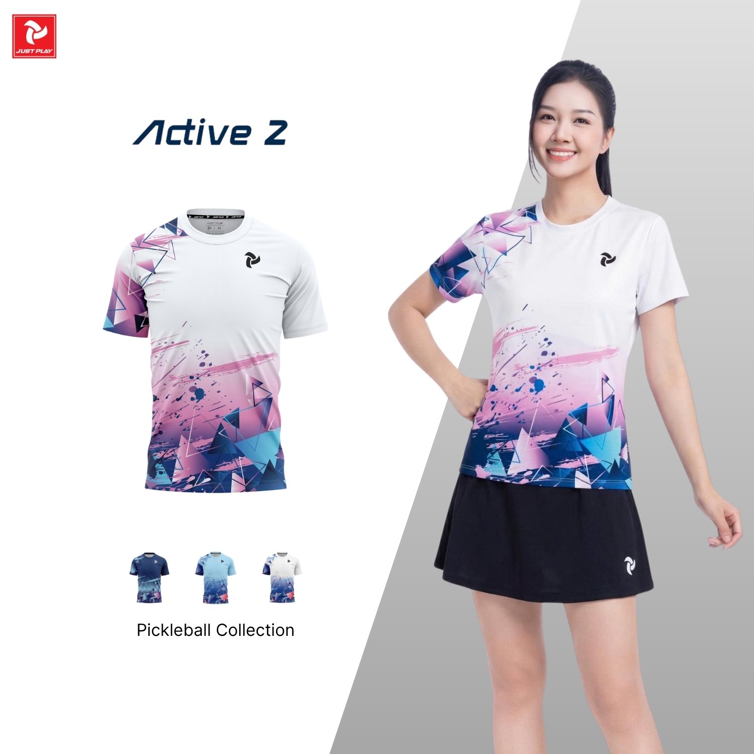 Áo Thể Thao Nữ Active 2 Just Play - Màu Trắng Hồng