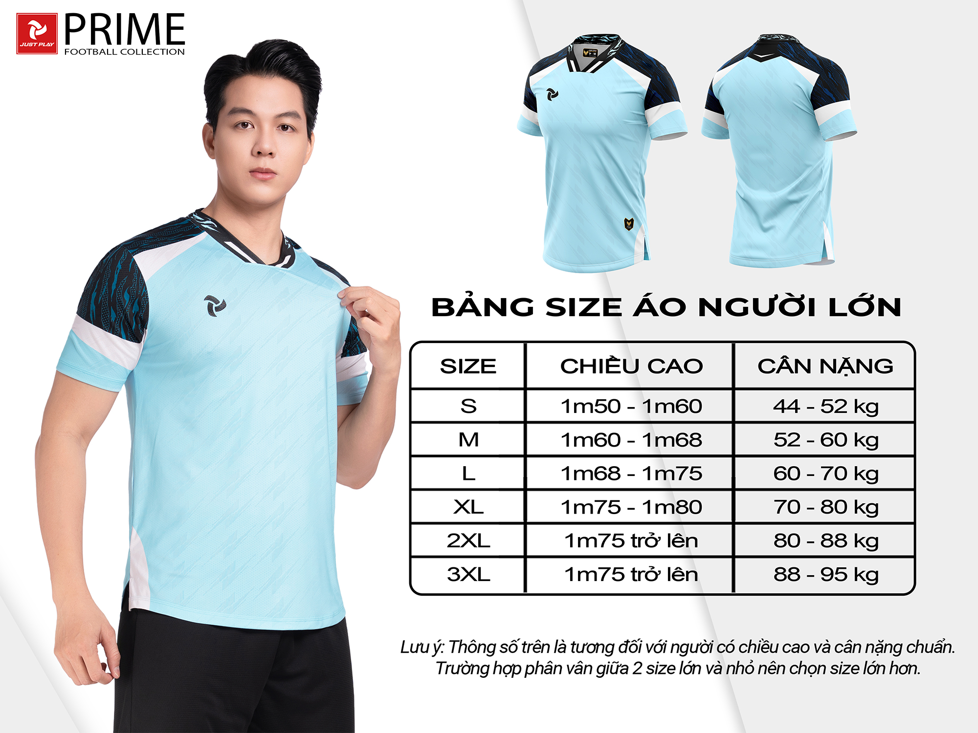 Bảng size áo bóng đá prime